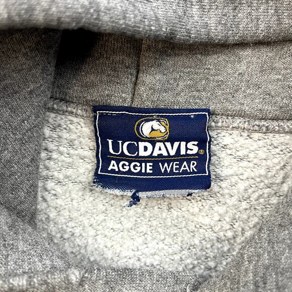 Vintage UC Davis Hoodie Sweatshirt Adult XS Gray UCD University College USA 90s - Picture 5 of 10